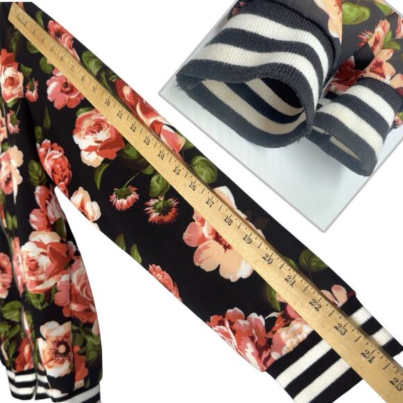 Vintage Y2k Satin Bomber Jacket Black Floral Charlotte Russe Women 2X Dark Fairy - Picture 6 of 9